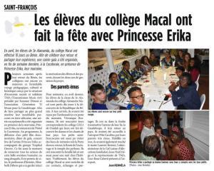 Article de presse dans France Antilles le 02 07 2019