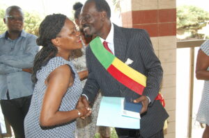 Monsieur le premier adjoint au maire de Ouidah Benin Suzanne DIMOSI fondatrice TMA Festival Etienne Gbodagbe directeur de loffice du tourisme de Ouidah Benin scaled
