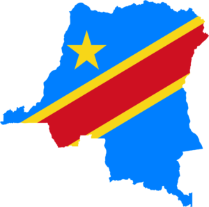 Drapeau congolais avec la forme du pays