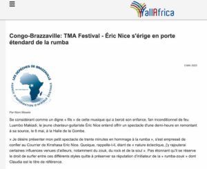 Congo Brazzaville TMA Festival Eric Nice serige en porte etendard de la rumba