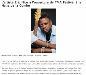 Lartiste Eric Nice a louverture de TMA Festival a la Halle de la Gombe