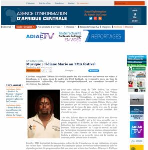 Musique Tidiane Mario au TMA festival a Kinshasa