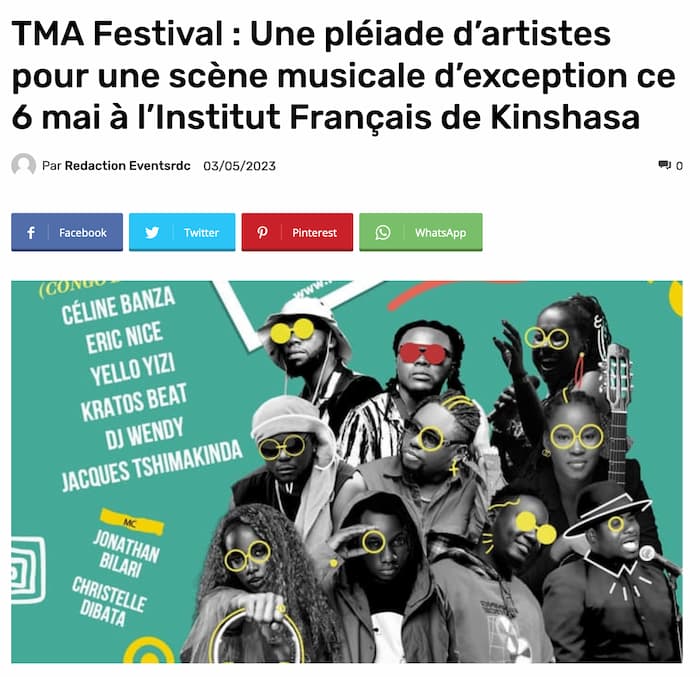 TMA Festival Une pleiade dartistes pour une scene musicale dexception ce 6 mai a Kinshasa