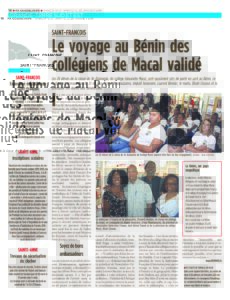 19 01 19 France Antilles Le voyage au Benin des collegiens de Macal valide
