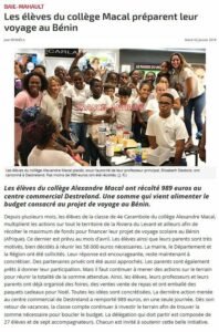 2 02012018 France Antilles TMA Festival Voyage Scolaire Benin