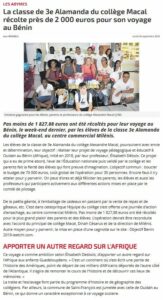 3 24092018 France Antilles TMA Festival Voyage Scolaire Benin